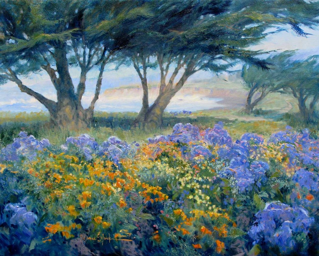 Moonstone Beach Blooms, 24x30, oil on canvas