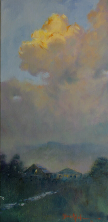 Thunderhead Over The Valley oil on canvas 24x12